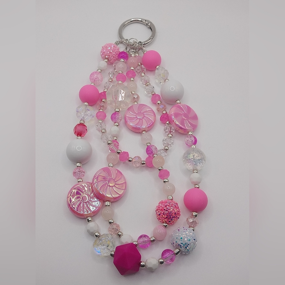 Pink and White Beaded Necklace